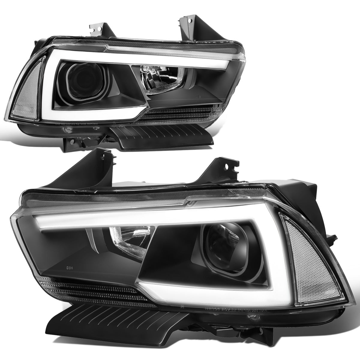 FAROS 11-14 DODGE CHARGER WITH HALOGEN HEADLIGHTS - LED DRL - PROJECTOR - BLACK HOUSING / CLEAR CORNER - 9005 HIGH / H11 LOW BEAM / 3157A TURN SIGNAL