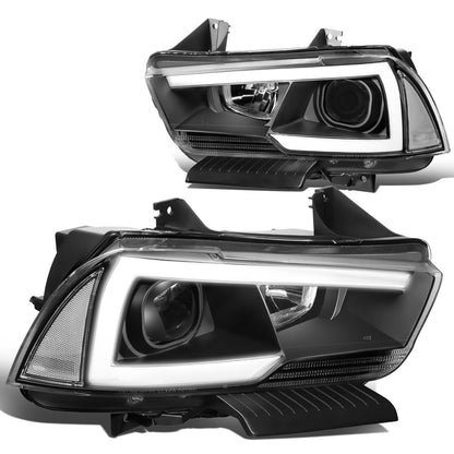 FAROS 11-14 DODGE CHARGER WITH HALOGEN HEADLIGHTS - LED DRL - PROJECTOR - BLACK HOUSING / CLEAR CORNER - 9005 HIGH / H11 LOW BEAM / 3157A TURN SIGNAL