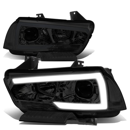 FAROS 11-14 DODGE CHARGER WITH HALOGEN HEADLIGHTS - LED DRL - PROJECTOR - SMOKE HOUSING / CLEAR CORNER - 9005 HIGH / H11 LOW BEAM / 3157A TURN SIGNAL