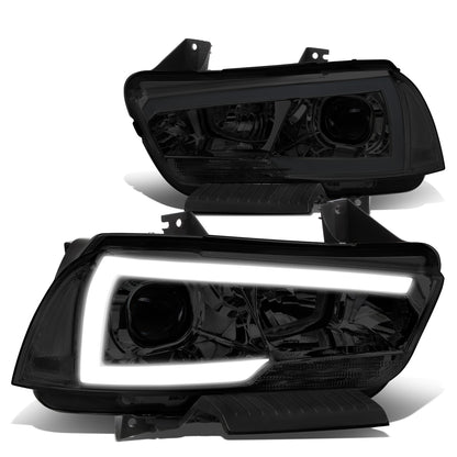 FAROS 11-14 DODGE CHARGER WITH HALOGEN HEADLIGHTS - LED DRL - PROJECTOR - SMOKE HOUSING / CLEAR CORNER - 9005 HIGH / H11 LOW BEAM / 3157A TURN SIGNAL