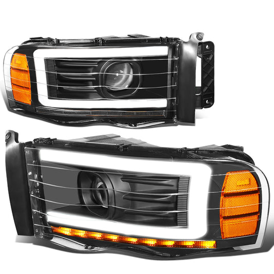 FAROS 02-05 DODGE RAM 1500 2500 3500 - LED DRL - PROJECTOR - BLACK HOUSING / AMBER CORNER - H7 HIGH / LOW BEAM / LED SIGNAL