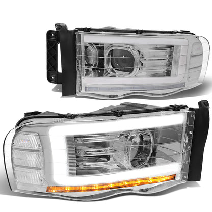 FAROS 02-05 DODGE RAM 1500 2500 3500 - LED DRL - PROJECTOR - CHROME HOUSING / CLEAR CORNER - H7 HIGH / LOW BEAM / LED SIGNAL