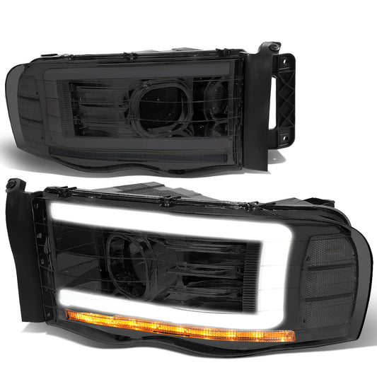 FAROS 02-05 DODGE RAM 1500 2500 3500 - LED DRL - PROJECTOR - SMOKE HOUSING / CLEAR CORNER - H7 HIGH / LOW BEAM / LED SIGNAL