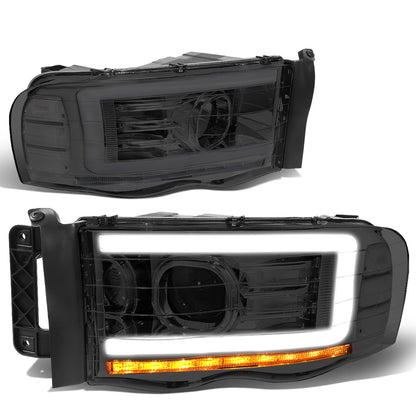 FAROS 02-05 DODGE RAM 1500 2500 3500 - LED DRL - PROJECTOR - SMOKE HOUSING / CLEAR CORNER - H7 HIGH / LOW BEAM / LED SIGNAL