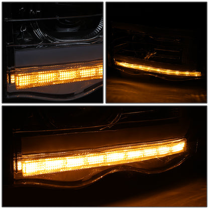 FAROS 02-05 DODGE RAM 1500 2500 3500 - LED DRL - PROJECTOR - SMOKE HOUSING / CLEAR CORNER - H7 HIGH / LOW BEAM / LED SIGNAL