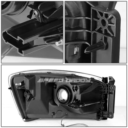 FAROS 06-08 DODGE RAM 1500 / 06-09 RAM 2500 , 3500 2/4-DOOR - FOR 2009 , FIT OLD BODY STYLE ONLY - DOES NOT FIT NEW BODY STYLE MODELS - STOCK HEADLIGHTS WITHOUT AMBER BAR - LED DRL - SMOKE HOUSING / AMBER CORNER - H13 LOW BEAM / HIGH BEAM