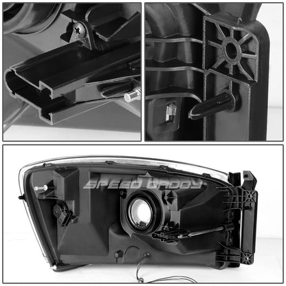 FAROS 06-08 DODGE RAM 1500 / 06-09 RAM 2500 , 3500 2/4-DOOR - FOR 2009 , FIT OLD BODY STYLE ONLY - DOES NOT FIT NEW BODY STYLE MODELS - STOCK HEADLIGHTS WITHOUT AMBER BAR - LED DRL - SMOKE HOUSING / CLEAR CORNER - H13 LOW BEAM / HIGH BEAM