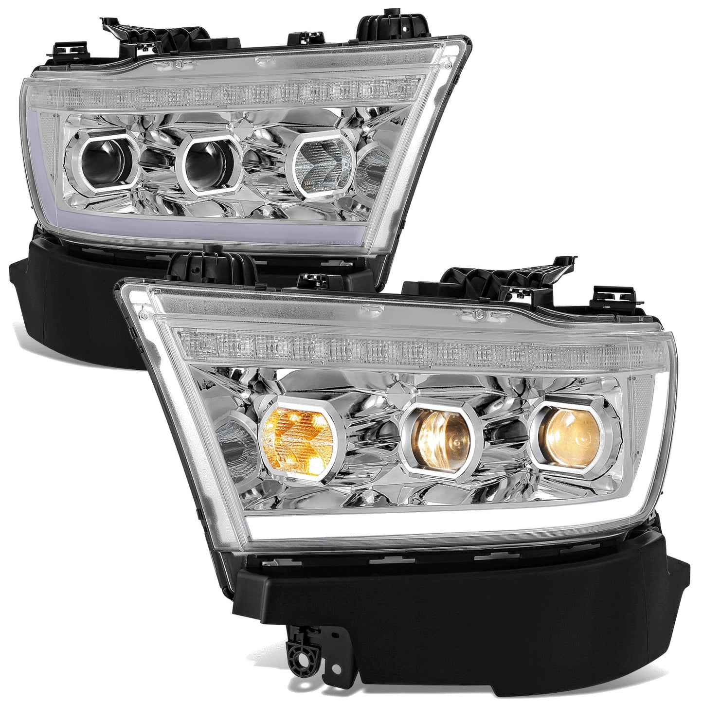 FAROS 19-24 RAM 1500 - WITH FACTORY HALOGEN HEADLIGHTS - OE STYLE - 9005 HIGH / H11 LOW / 12961 MARKER / 4443NA TURN SIGNAL - CHROME HOUSING / CLEAR CORNER
