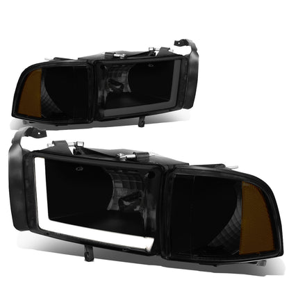 FAROS 94-01 DODGE RAM 1500 / 94-02 DODGE RAM 2500 3500 - DOES NOT FIT SPORT MODELS - LED DRL - SMOKE HOUSING / AMBER CORNER - 9004 LOW BEAM / HIGH BEAM