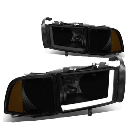 FAROS 94-01 DODGE RAM 1500 / 94-02 DODGE RAM 2500 3500 - DOES NOT FIT SPORT MODELS - LED DRL - SMOKE HOUSING / AMBER CORNER - 9004 LOW BEAM / HIGH BEAM