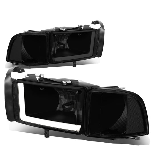 FAROS 94-01 DODGE RAM 1500 / 94-02 DODGE RAM 2500 3500 - DOES NOT FIT SPORT MODELS - LED DRL - SMOKE HOUSING / CLEAR CORNER - 9004 LOW BEAM / HIGH BEAM