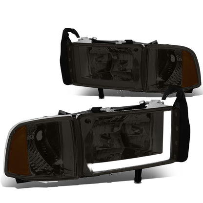 FAROS 94-01 DODGE RAM 1500 / 94-02 DODGE RAM 2500 3500 - DOES NOT FIT SPORT MODELS - LED DRL - SMOKE HOUSING / AMBER CORNER - 9004 LOW BEAM / HIGH BEAM