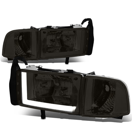 FAROS 94-01 DODGE RAM 1500 / 94-02 DODGE RAM 2500 3500 - DOES NOT FIT SPORT MODELS - LED DRL - SMOKE HOUSING / CLEAR CORNER - 9004 LOW BEAM / HIGH BEAM