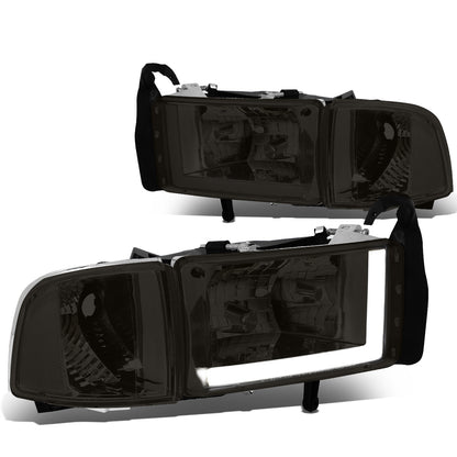 FAROS 94-01 DODGE RAM 1500 / 94-02 DODGE RAM 2500 3500 - DOES NOT FIT SPORT MODELS - LED DRL - SMOKE HOUSING / CLEAR CORNER - 9004 LOW BEAM / HIGH BEAM