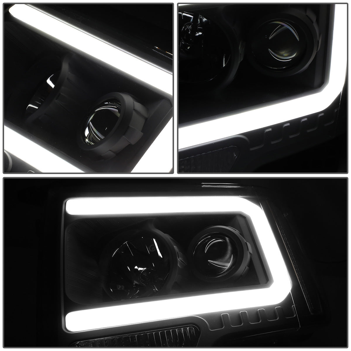 FAROS 09-14 FORD F-150 - ONLY FITS MODELS WITH HALOGEN HEADLIGHTS WITHOUT PROJECTOR - DAYTIME RUNNING LIGHT BAR REQUIRES WIRING INTO EXISTING LIGHTING HARNESS - ONLY FITS MODELS WITH COMPOSITE HEADLIGHTS - LED DRL - PROJECTOR LOW BEAM - BLACK HOUSING /