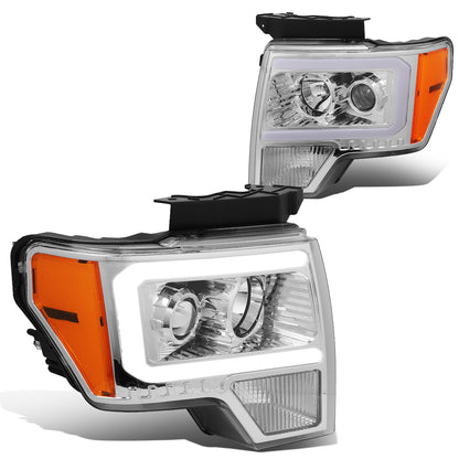 FAROS 09-14 FORD F-150 - ONLY FITS MODELS WITH HALOGEN HEADLIGHTS WITHOUT PROJECTOR - DAYTIME RUNNING LIGHT BAR REQUIRES WIRING INTO EXISTING LIGHTING HARNESS - ONLY FITS MODELS WITH COMPOSITE HEADLIGHTS - LED DRL - PROJECTOR LOW BEAM - CHROME HOUSING /
