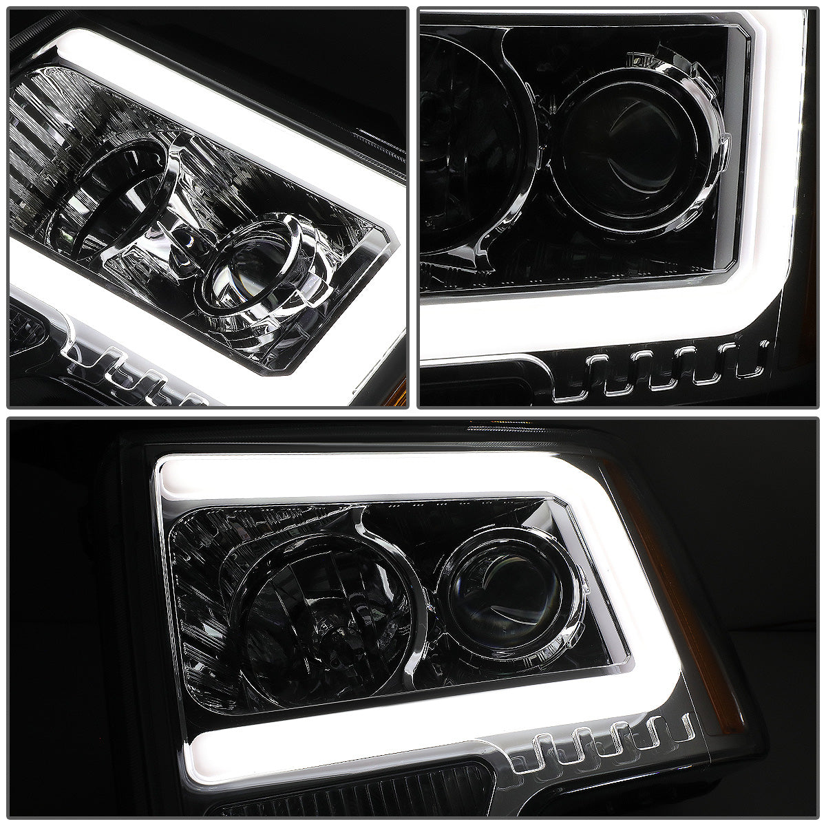 FAROS 09-14 FORD F-150 - ONLY FITS MODELS WITH HALOGEN HEADLIGHTS WITHOUT PROJECTOR - DAYTIME RUNNING LIGHT BAR REQUIRES WIRING INTO EXISTING LIGHTING HARNESS - ONLY FITS MODELS WITH COMPOSITE HEADLIGHTS - LED DRL - PROJECTOR LOW BEAM - CHROME HOUSING /