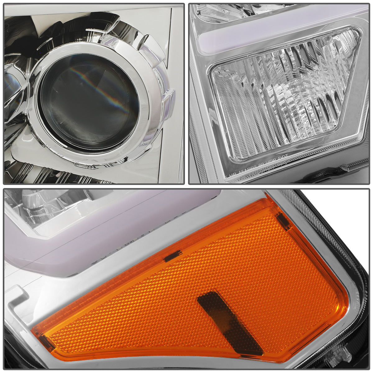 FAROS 09-14 FORD F-150 - ONLY FITS MODELS WITH HALOGEN HEADLIGHTS WITHOUT PROJECTOR - DAYTIME RUNNING LIGHT BAR REQUIRES WIRING INTO EXISTING LIGHTING HARNESS - ONLY FITS MODELS WITH COMPOSITE HEADLIGHTS - LED DRL - PROJECTOR LOW BEAM - CHROME HOUSING /