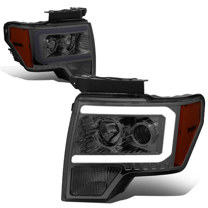 FAROS 09-14 FORD F-150 - ONLY FITS MODELS WITH HALOGEN HEADLIGHTS WITHOUT PROJECTOR - DAYTIME RUNNING LIGHT BAR REQUIRES WIRING INTO EXISTING LIGHTING HARNESS - ONLY FITS MODELS WITH COMPOSITE HEADLIGHTS - LED DRL - PROJECTOR LOW BEAM - SMOKE HOUSING /