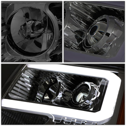 FAROS 09-14 FORD F-150 - ONLY FITS MODELS WITH HALOGEN HEADLIGHTS WITHOUT PROJECTOR - DAYTIME RUNNING LIGHT BAR REQUIRES WIRING INTO EXISTING LIGHTING HARNESS - ONLY FITS MODELS WITH COMPOSITE HEADLIGHTS - LED DRL - PROJECTOR LOW BEAM - SMOKE HOUSING /