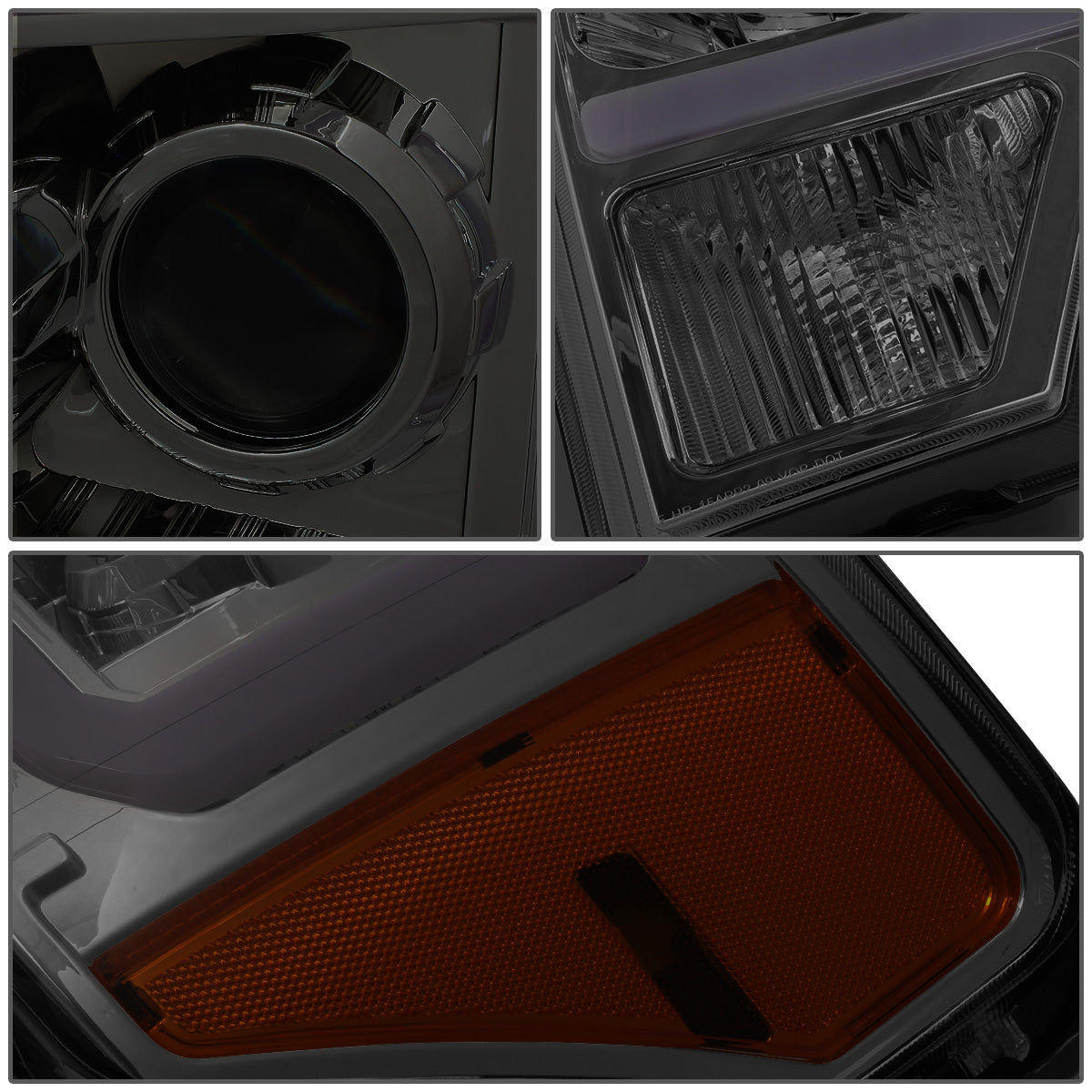 FAROS 09-14 FORD F-150 - ONLY FITS MODELS WITH HALOGEN HEADLIGHTS WITHOUT PROJECTOR - DAYTIME RUNNING LIGHT BAR REQUIRES WIRING INTO EXISTING LIGHTING HARNESS - ONLY FITS MODELS WITH COMPOSITE HEADLIGHTS - LED DRL - PROJECTOR LOW BEAM - SMOKE HOUSING /