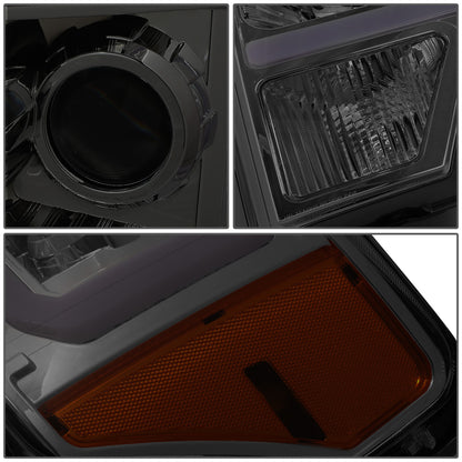 FAROS 09-14 FORD F-150 - ONLY FITS MODELS WITH HALOGEN HEADLIGHTS WITHOUT PROJECTOR - DAYTIME RUNNING LIGHT BAR REQUIRES WIRING INTO EXISTING LIGHTING HARNESS - ONLY FITS MODELS WITH COMPOSITE HEADLIGHTS - LED DRL - PROJECTOR LOW BEAM - SMOKE HOUSING /