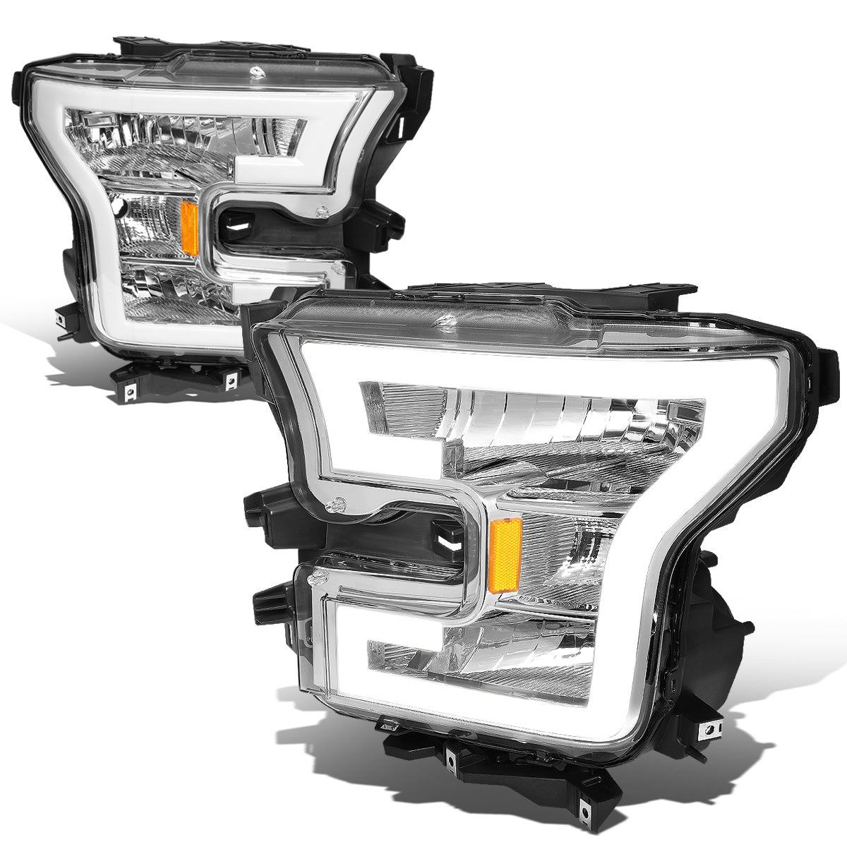 FAROS 15-17 FORD F-150 - ONLY FITS MODELS WITH COMPOSITE HEADLIGHTS - LED DRL - CHROME HOUSING / AMBER CORNER - H11 LOW BEAM / 9005 HIGH BEAM