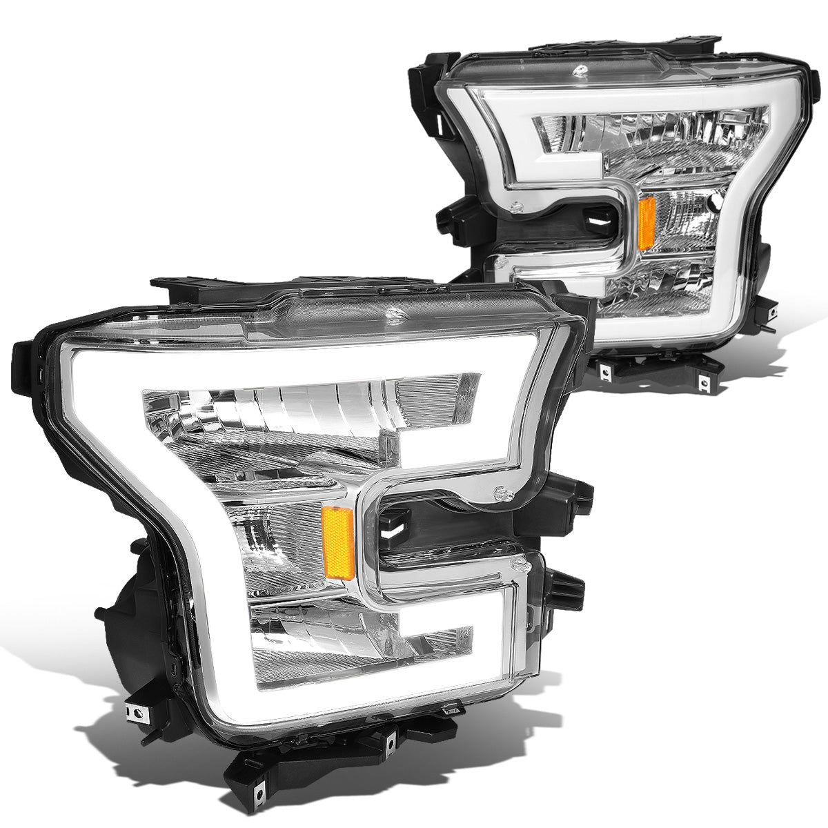 FAROS 15-17 FORD F-150 - ONLY FITS MODELS WITH COMPOSITE HEADLIGHTS - LED DRL - CHROME HOUSING / AMBER CORNER - H11 LOW BEAM / 9005 HIGH BEAM