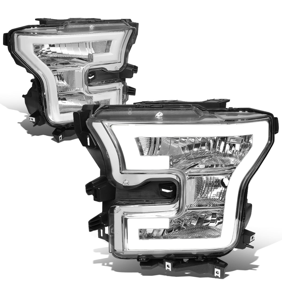FAROS 15-17 FORD F-150 - ONLY FITS MODELS WITH COMPOSITE HEADLIGHTS - LED DRL - CHROME HOUSING / CLEAR CORNER - H11 LOW BEAM / 9005 HIGH BEAM