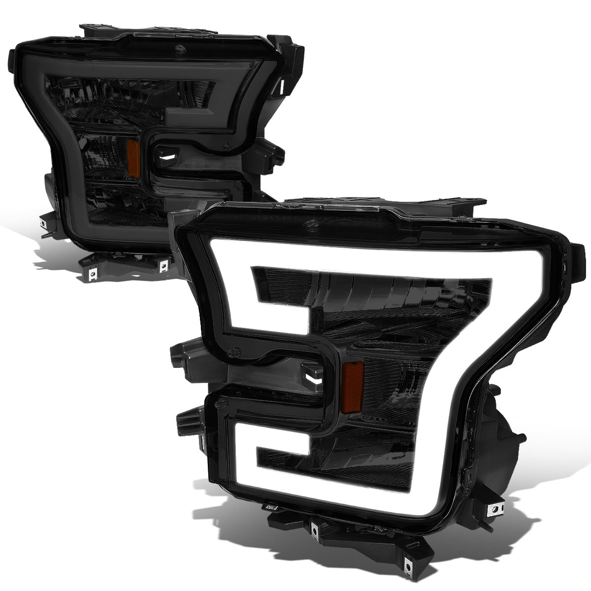 FAROS 15-17 FORD F-150 - ONLY FITS MODELS WITH COMPOSITE HEADLIGHTS - LED DRL - SMOKE HOUSING / AMBER CORNER - H11 LOW BEAM / 9005 HIGH BEAM