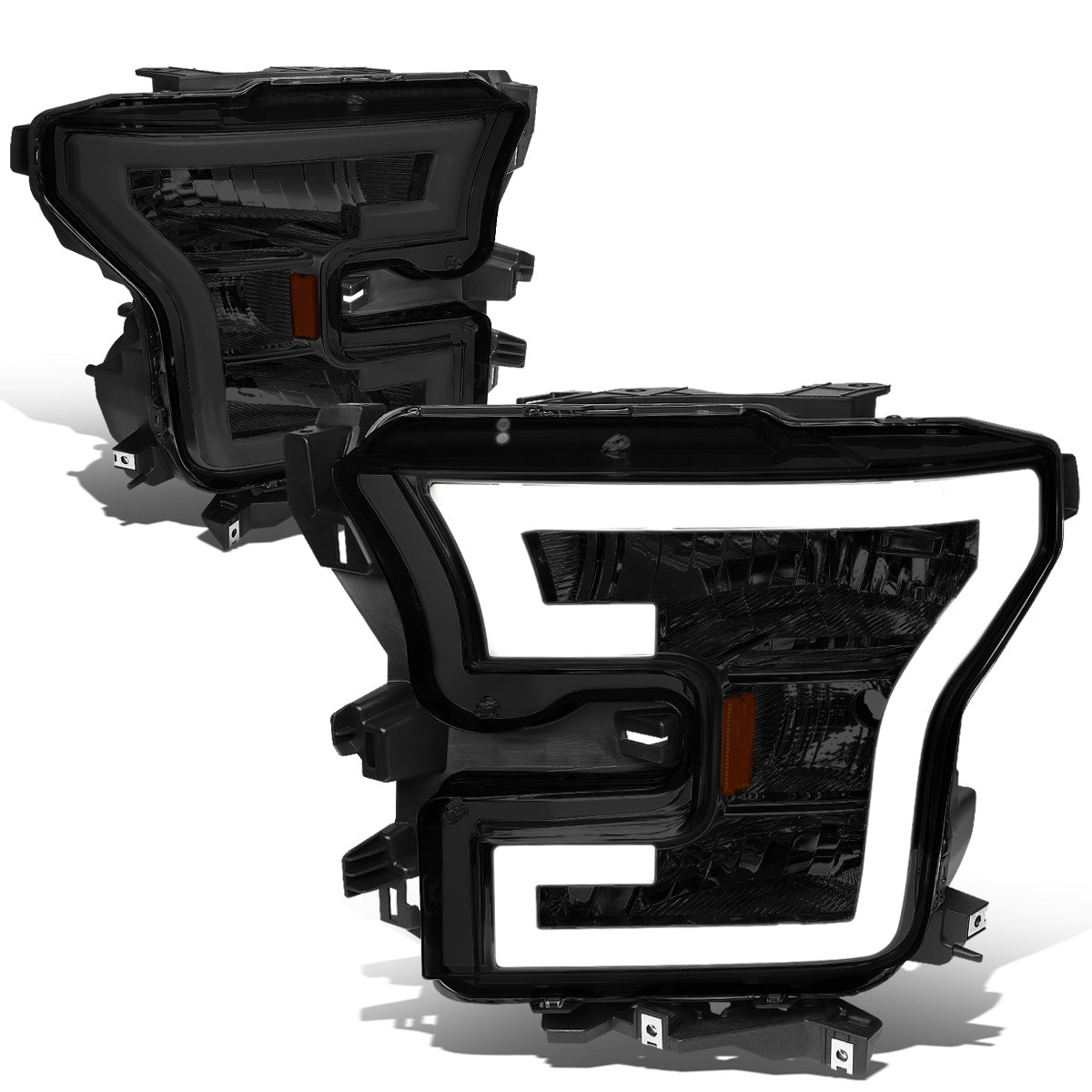 FAROS 15-17 FORD F-150 - ONLY FITS MODELS WITH COMPOSITE HEADLIGHTS - LED DRL - SMOKE HOUSING / AMBER CORNER - H11 LOW BEAM / 9005 HIGH BEAM