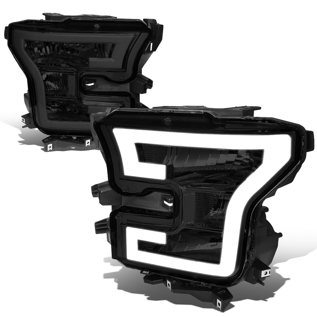 FAROS 15-17 FORD F-150 - ONLY FITS MODELS WITH COMPOSITE HEADLIGHTS - LED DRL - SMOKE HOUSING / CLEAR CORNER - H11 LOW BEAM / 9005 HIGH BEAM