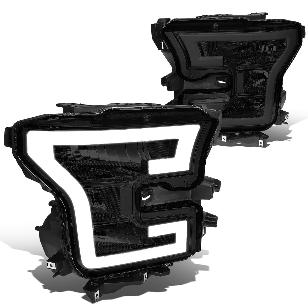 FAROS 15-17 FORD F-150 - ONLY FITS MODELS WITH COMPOSITE HEADLIGHTS - LED DRL - SMOKE HOUSING / CLEAR CORNER - H11 LOW BEAM / 9005 HIGH BEAM