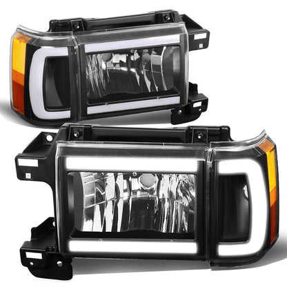 FAROS 87-91 FORD BRONCO - 81-91 FORD F-150 / 87-91 FORD F-250 / 87-91 FORD F-350 - LED DRL - BLACK HOUSING / AMBER CORNER - 9004 HIGH BEAM / LOW BEAM / 3157 SIGNAL