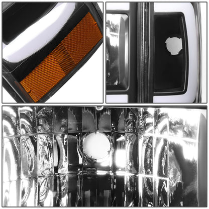 FAROS 87-91 FORD BRONCO - 81-91 FORD F-150 / 87-91 FORD F-250 / 87-91 FORD F-350 - LED DRL - BLACK HOUSING / AMBER CORNER - 9004 HIGH BEAM / LOW BEAM / 3157 SIGNAL