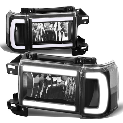 FAROS 87-91 FORD BRONCO - 81-91 FORD F-150 / 87-91 FORD F-250 / 87-91 FORD F-350 - LED DRL - BLACK HOUSING / CLEAR CORNER - 9004 HIGH BEAM / LOW BEAM / 3157 SIGNAL
