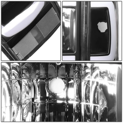 FAROS 87-91 FORD BRONCO - 81-91 FORD F-150 / 87-91 FORD F-250 / 87-91 FORD F-350 - LED DRL - BLACK HOUSING / CLEAR CORNER - 9004 HIGH BEAM / LOW BEAM / 3157 SIGNAL