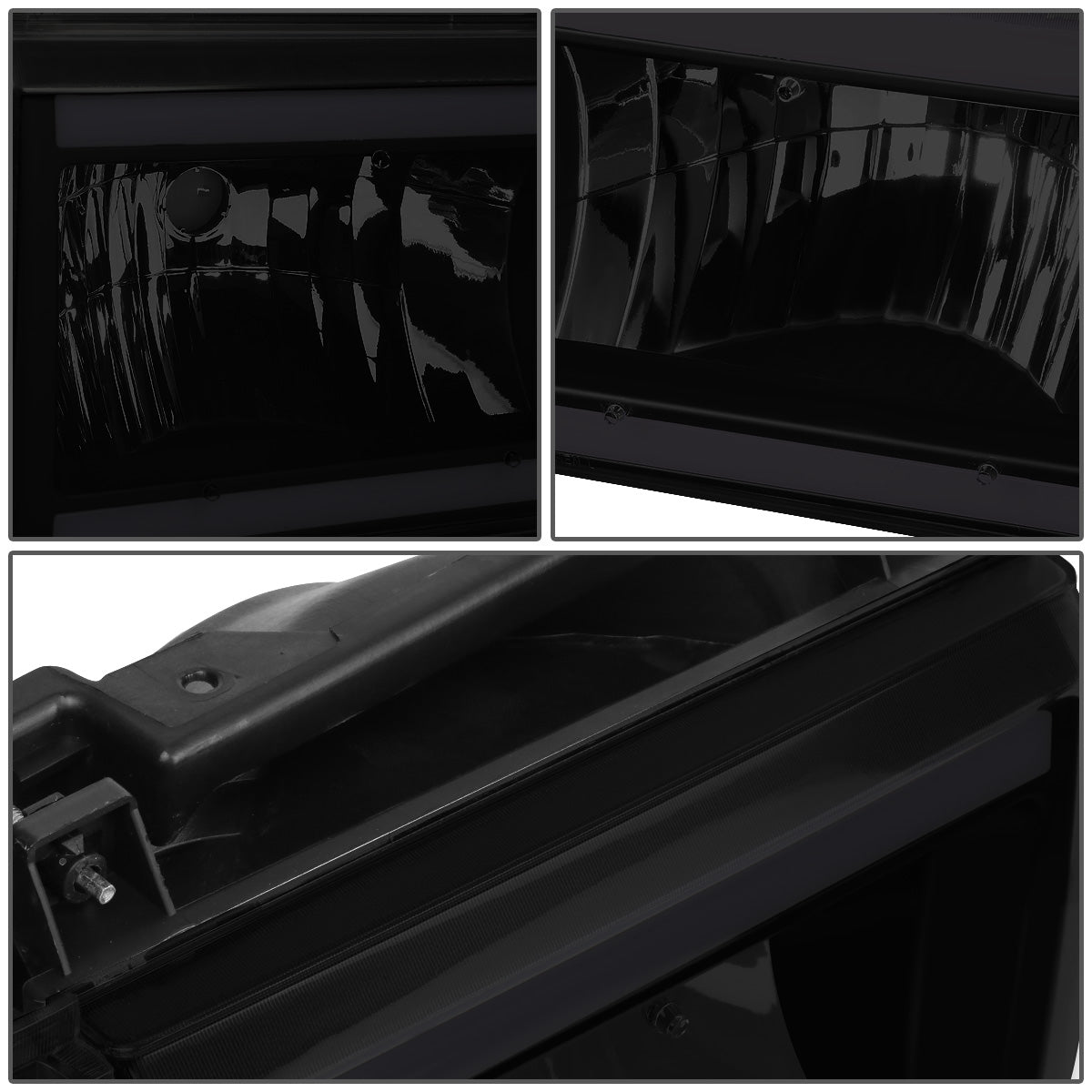 FAROS 87-91 FORD BRONCO - 81-91 FORD F-150 / 87-91 FORD F-250 / 87-91 FORD F-350 - LED DRL - BLACK HOUSING / SMOKE LENS / CLEAR CORNER - 9004 HIGH BEAM / LOW BEAM / 3157 SIGNAL