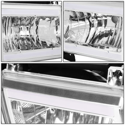 FAROS 87-91 FORD BRONCO - 81-91 FORD F-150 / 87-91 FORD F-250 / 87-91 FORD F-350 - LED DRL - CHROME HOUSING / AMBER CORNER - 9004 HIGH BEAM / LOW BEAM / 3157 SIGNAL