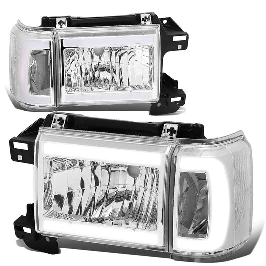 FAROS 87-91 FORD BRONCO - 81-91 FORD F-150 / 87-91 FORD F-250 / 87-91 FORD F-350 - LED DRL - CHROME HOUSING / CLEAR CORNER - 9004 HIGH BEAM / LOW BEAM / 3157 SIGNAL