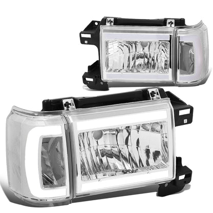 FAROS 87-91 FORD BRONCO - 81-91 FORD F-150 / 87-91 FORD F-250 / 87-91 FORD F-350 - LED DRL - CHROME HOUSING / CLEAR CORNER - 9004 HIGH BEAM / LOW BEAM / 3157 SIGNAL