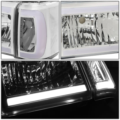FAROS 87-91 FORD BRONCO - 81-91 FORD F-150 / 87-91 FORD F-250 / 87-91 FORD F-350 - LED DRL - CHROME HOUSING / CLEAR CORNER - 9004 HIGH BEAM / LOW BEAM / 3157 SIGNAL