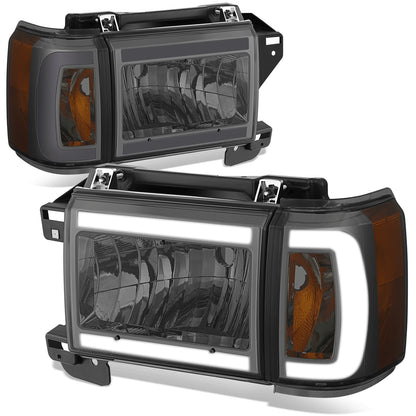 FAROS 87-91 FORD BRONCO - 81-91 FORD F-150 / 87-91 FORD F-250 / 87-91 FORD F-350 - LED DRL - SMOKE HOUSING / AMBER CORNER - 9004 HIGH BEAM / LOW BEAM / 3157 SIGNAL