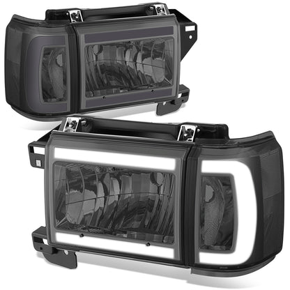 FAROS 87-91 FORD BRONCO - 81-91 FORD F-150 / 87-91 FORD F-250 / 87-91 FORD F-350 - LED DRL - SMOKE HOUSING / CLEAR CORNER - 9004 HIGH BEAM / LOW BEAM / 3157 SIGNAL