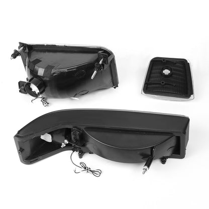 FAROS 92-96 FORD F-150, F-250, F-350 BRONCO - FITS MODELS WITH HALOGEN HEADLIGHTS ONLY - DUAL LED DRL - 4PC - BLACK HOUSING / CLEAR CORNER