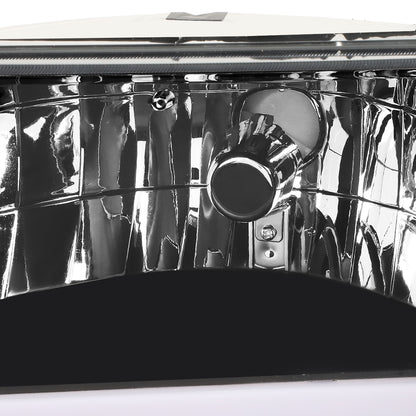 FAROS 92-96 FORD F-150, F-250, F-350 BRONCO - FITS MODELS WITH HALOGEN HEADLIGHTS ONLY - DUAL LED DRL - 4PC - BLACK HOUSING / CLEAR CORNER