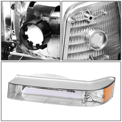 FAROS 92-96 FORD F-150, F-250, F-350 BRONCO - FITS MODELS WITH HALOGEN HEADLIGHTS ONLY - DUAL LED DRL - 4PC - CHROME HOUSING / AMBER CORNER - 9007 LOW BEAM / HIGH BEAM / 194 MARKER