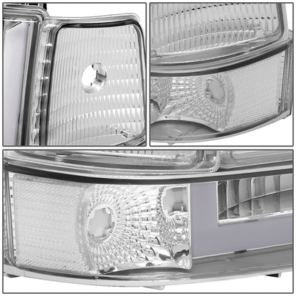 FAROS 92-96 FORD F-150, F-250, F-350 BRONCO - FITS MODELS WITH HALOGEN HEADLIGHTS ONLY - DUAL LED DRL - 4PC - CHROME HOUSING / CLEAR CORNER