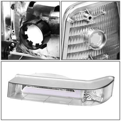 FAROS 92-96 FORD F-150, F-250, F-350 BRONCO - FITS MODELS WITH HALOGEN HEADLIGHTS ONLY - DUAL LED DRL - 4PC - CHROME HOUSING / CLEAR CORNER