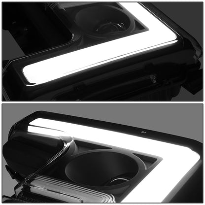 FAROS 17-19 FORD F-250 , F-350 , F-450 , F-550 SUPER DUTY - ONLY FITS HALOGEN HEADLIGHT MODELS - 3D - LED DRL - PROJECTOR - BLACK HOUSING / CLEAR CORNER - H1 LOW BEAM / H1 HIGH BEAM